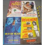 UK folded cinema posters (4) includes Percys Progress, Out of Season, Man at the Top, Revenge