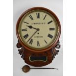 An early Victorian mahogany drop dial wall clock
