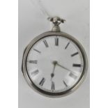 A George III key-winding silver pair case pocket watch having a fusee verge escapement movement