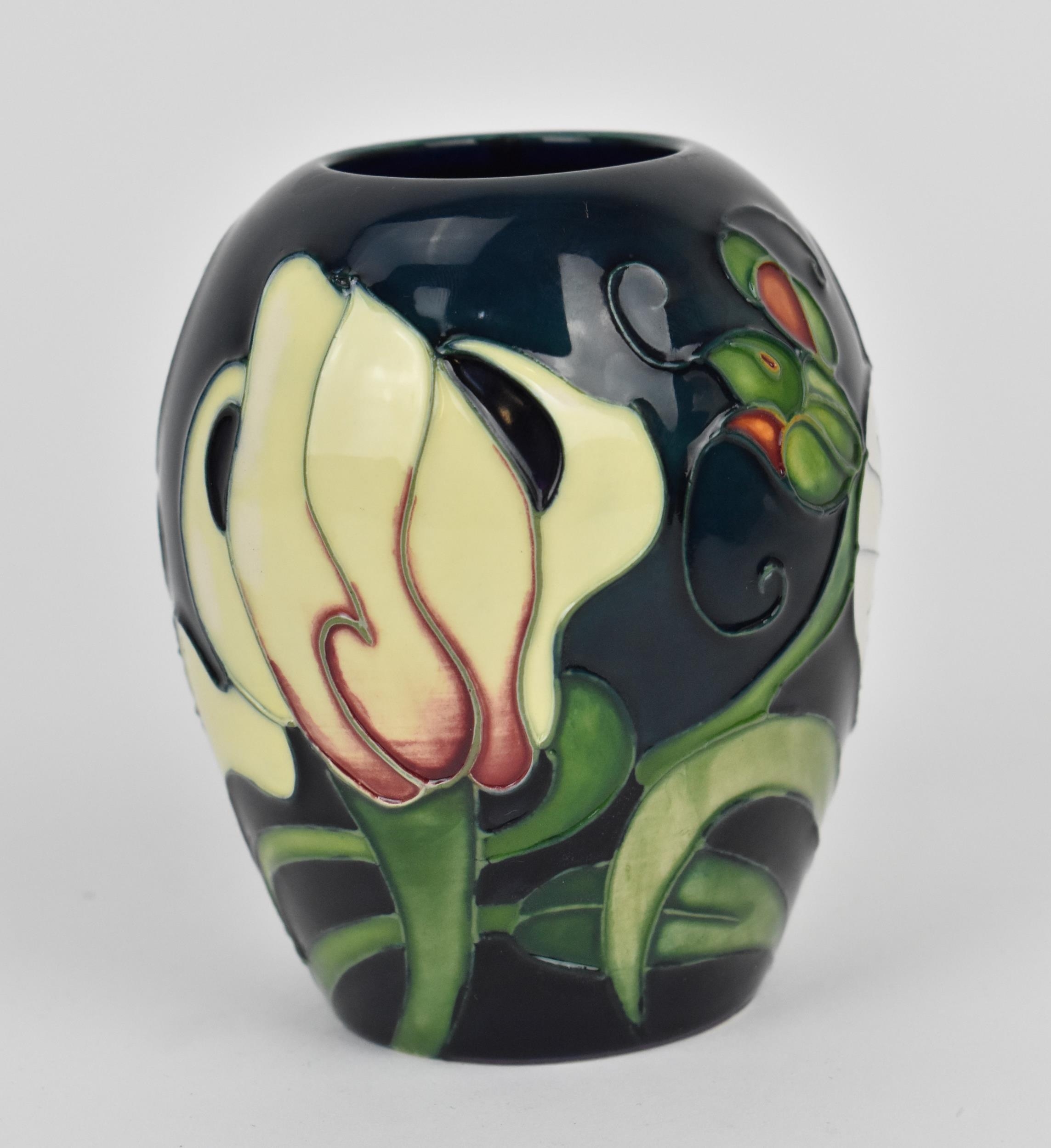 A Moorcroft ceramic vase by Emma Bossons in the 'Miss Alice' pattern, 2005, with signatures and - Image 2 of 4