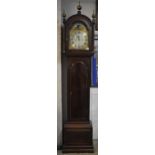 A George III mahogany cased 8 day longcase clock, having ball and spike finials and fluted pillars