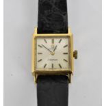 A circa 1965 gold plated ladies automatic Omega Ladymatic wristwatch, having a rectangular