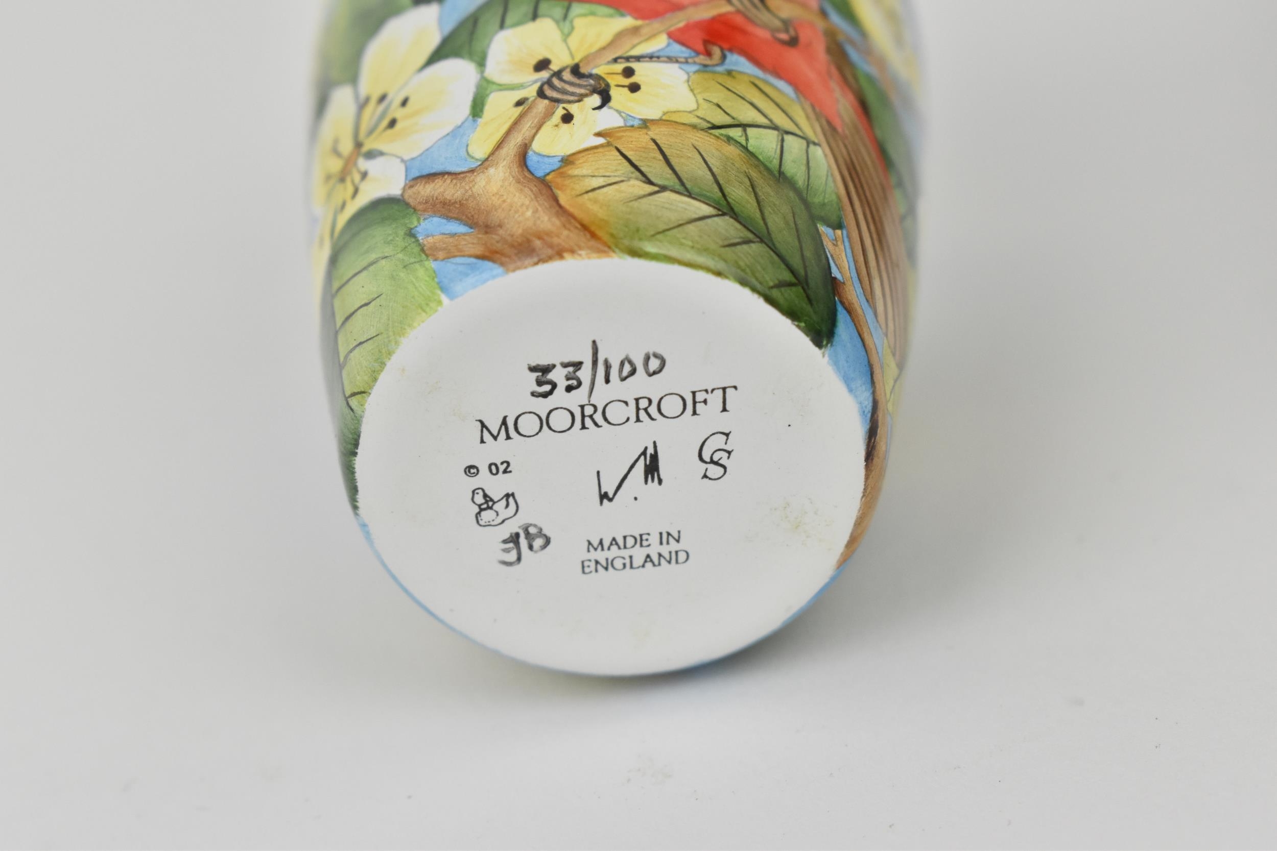 A limited edition Moorcroft Enamels Ltd miniature vase of baluster form, with 'American Red - Image 2 of 3