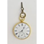 A late 19th century 18ct gold key-winding fusee open-faced pocket watch having Roman numerals and