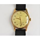 A vintage 9ct gold cased J W Benson wristwatch, dial signed 'J W Benson, London, Shock Absorber'