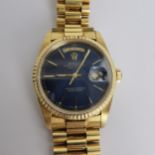 A 1991 Rolex Oyster Perpetual day-date Superlative Chronometer, 18ct gold cased automatic wristwatch