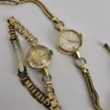 A pair of ladies gold plated Omega wristwatches to include an Omega Ladymatic having a 24-jewel