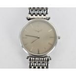 A gents stainless steel Quartz Longines wristwatch having a silvered dial with Roman numerals, the