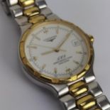 A gents stainless steel and gold plate Longines Conquest 'Arm powered High Precision' wristwatch