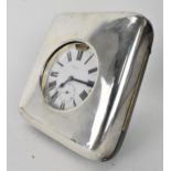 A 20th century chromed manual wind Goliath pocket watch having a white enamel dial with Roman