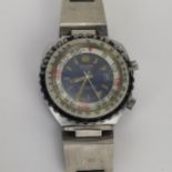 A vintage gents stainless steel manual wind Sicura 17-jewel wristwatch having rotating slide bezel