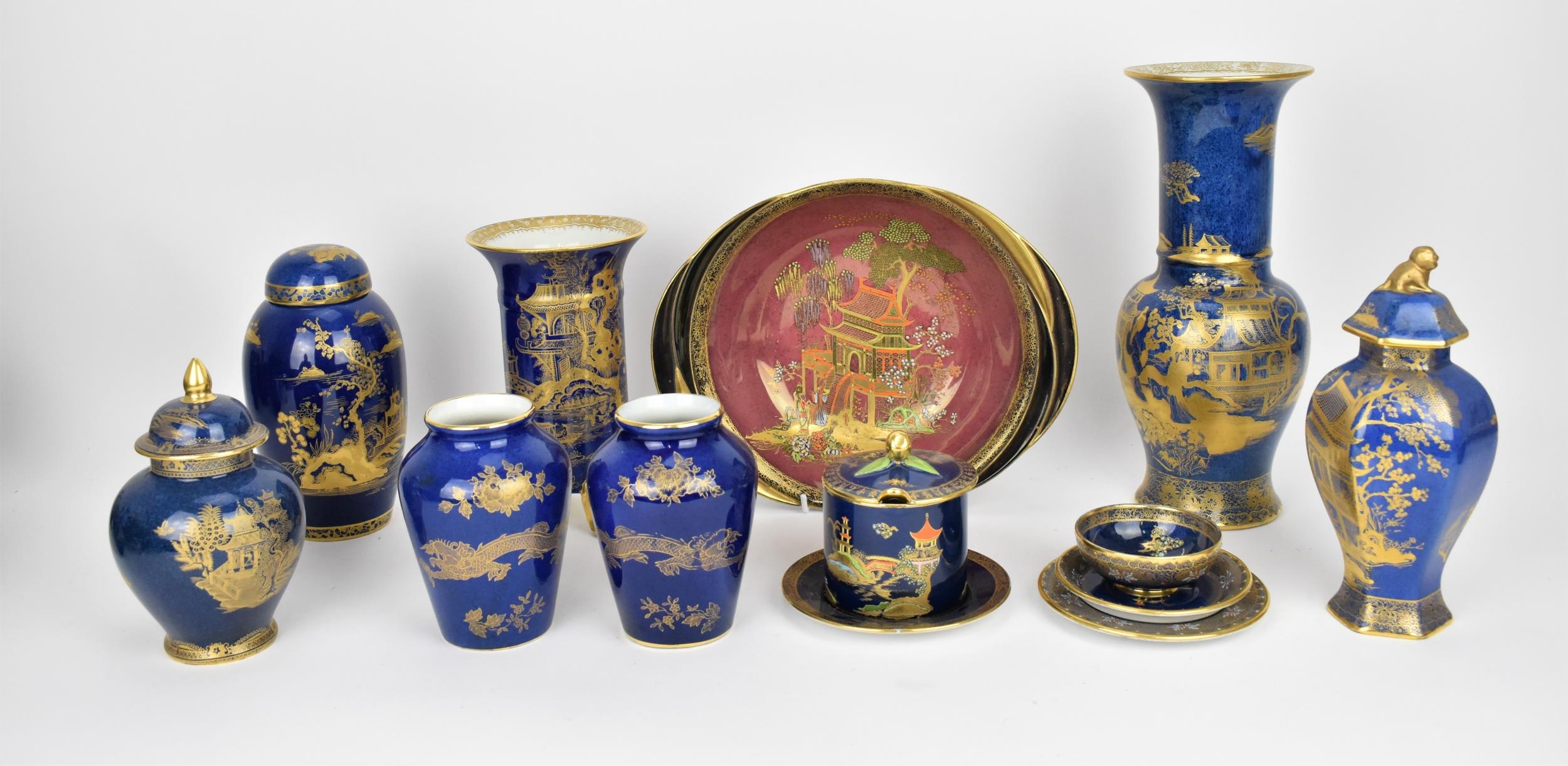 A collection of early 20th century Carlton Ware in the New Mikado pattern, comprising a tall vase, a - Image 2 of 10