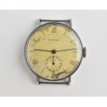 A vintage gents stainless steel manual wind wristwatch A/F, having Roman numerals and blued hands