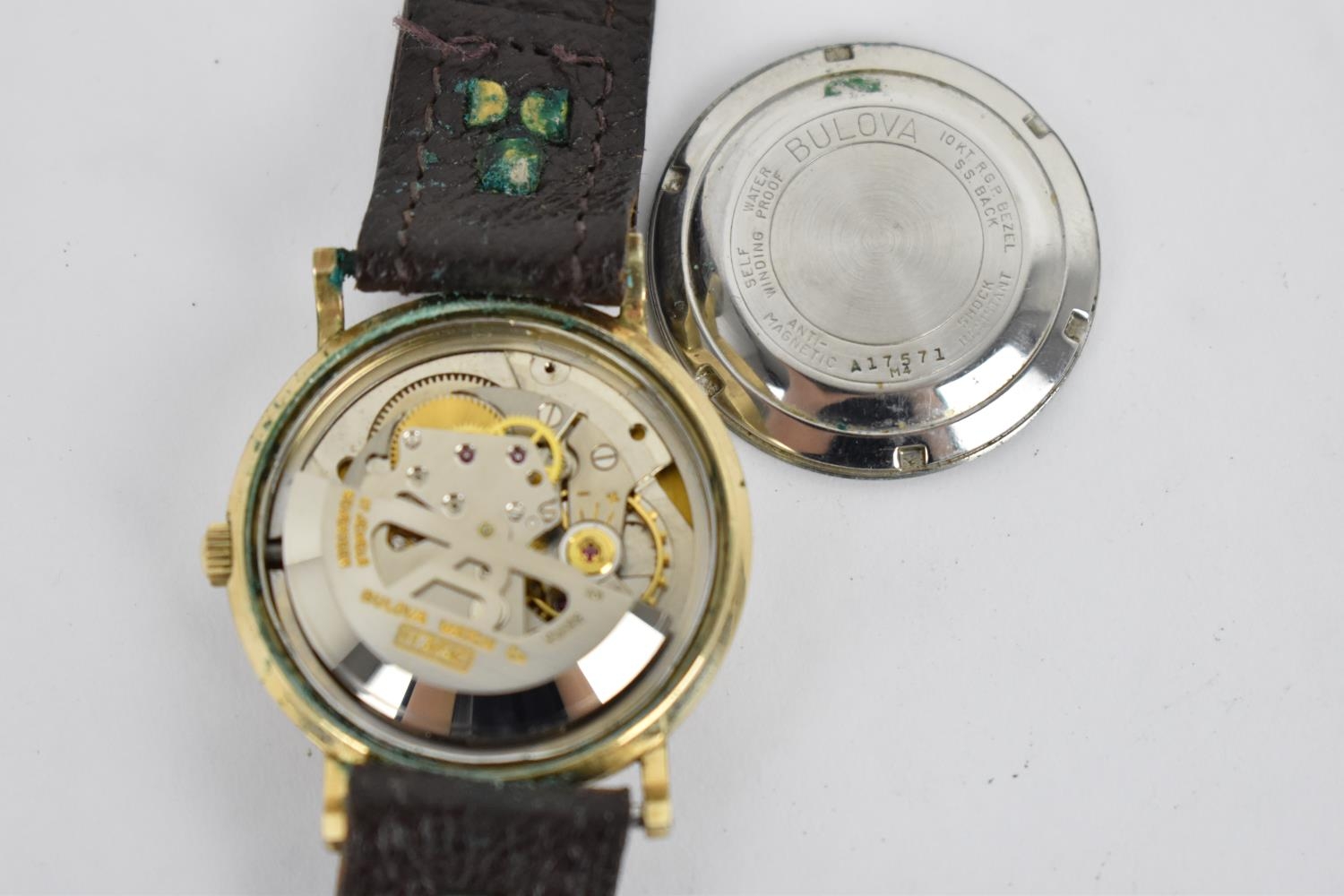 A vintage 1964 gents gold plated Automatic Bulova having a silvered dial with Arabic numerals and - Image 4 of 5