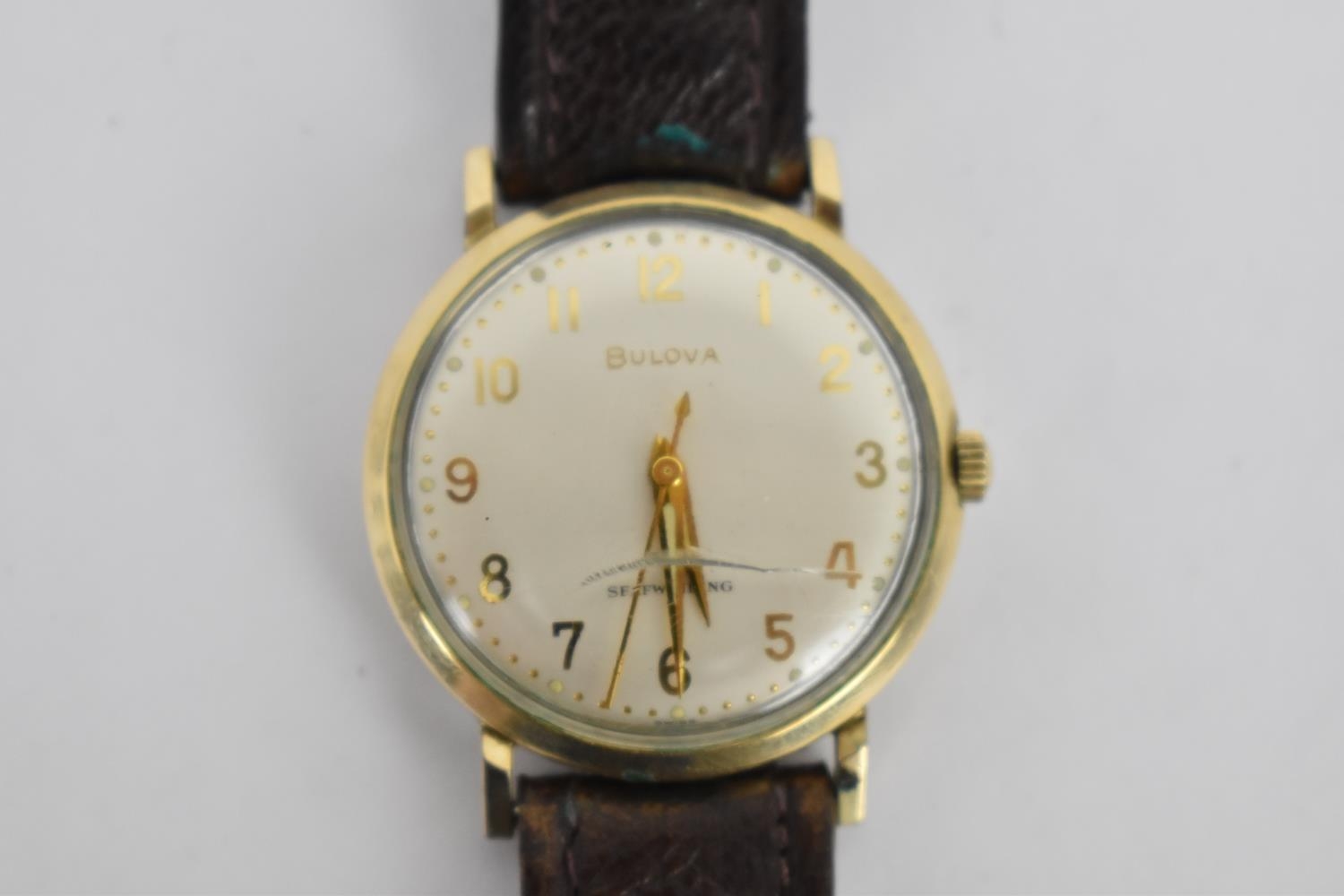 A vintage 1964 gents gold plated Automatic Bulova having a silvered dial with Arabic numerals and - Image 2 of 5