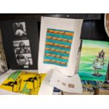 A folio of artwork, poster, Henley Regatta posters, coursework and related items Location: