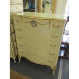 A vintage French style serpentine fronted five drawer chest of drawers, 109cm h x 85cm w Location: