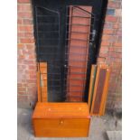 A mid 20th century retro teak Ladderax style set, consisting of a cabinet, five shelves, three