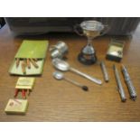 A group of silver and white metal items to include a Samuel Mordan & Co pencil, along with loose