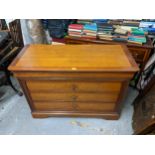 A modern French style cherry wood four drawer chest, on a plinth Location: G