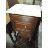 A vintage French style pot cupboard having a marble top, 89.5cm h x 42.5cm w Location: