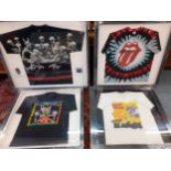 A collection of four framed Rolling Stones Vintage Tour T-shirts Location: RWF