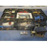 A collection of boxed Burago diecast model vehicles to include a vintage Mercedes Benz SSKL (1931)
