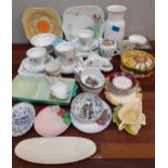 Ceramics to include Shelley part tea set, a Royal Copenhagen white glazed vase, a Shelley