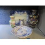 A selection of Victorian and later ceramics to include a Thune twin handled vase A/F, and a Minton