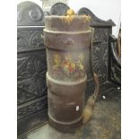 A late 19th/early 20th century British military leather artillery shell carrier, 53cm high Location: