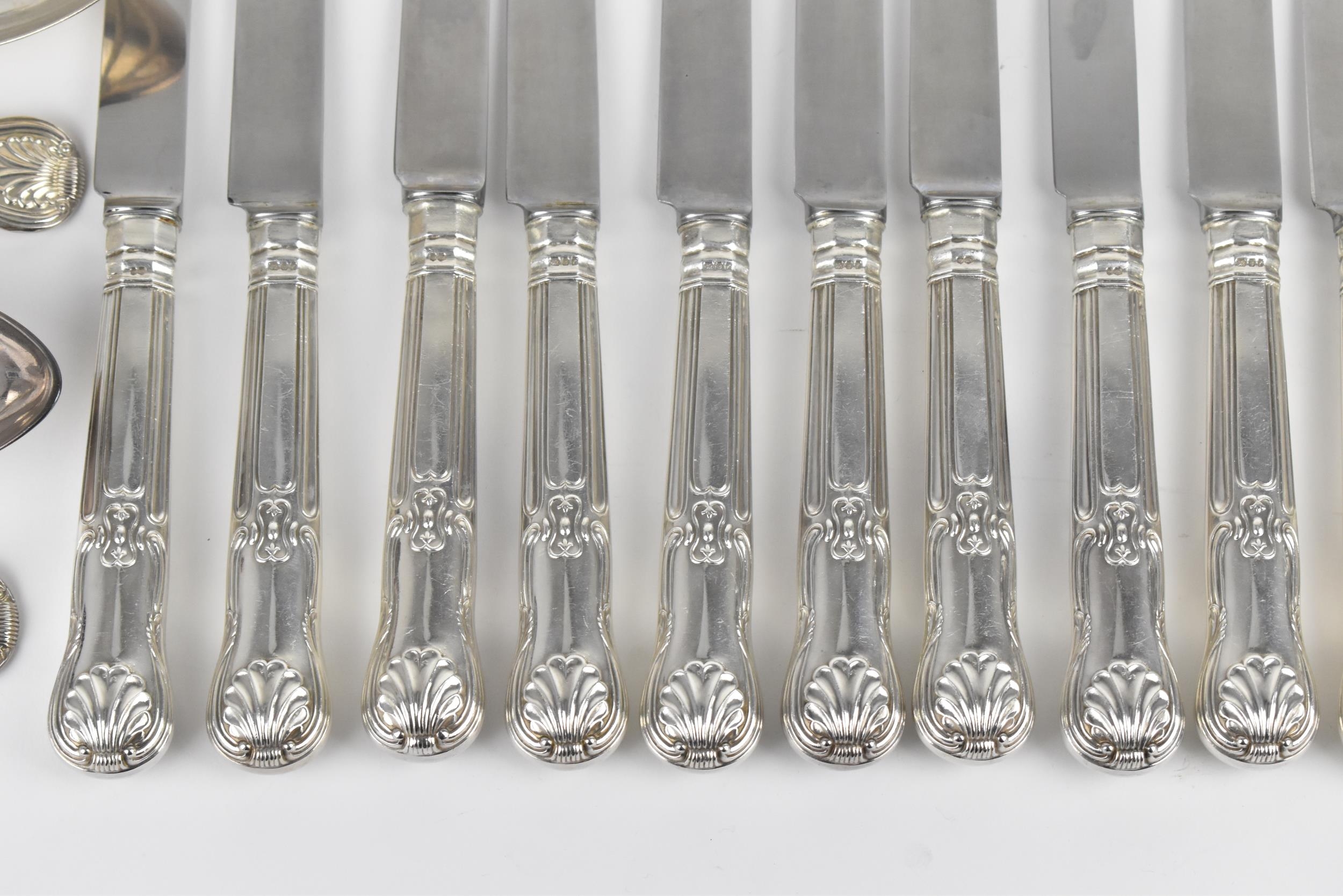A matched set of English silver cutlery in the King's pattern, to include a set of ten dinner forks, - Image 3 of 17