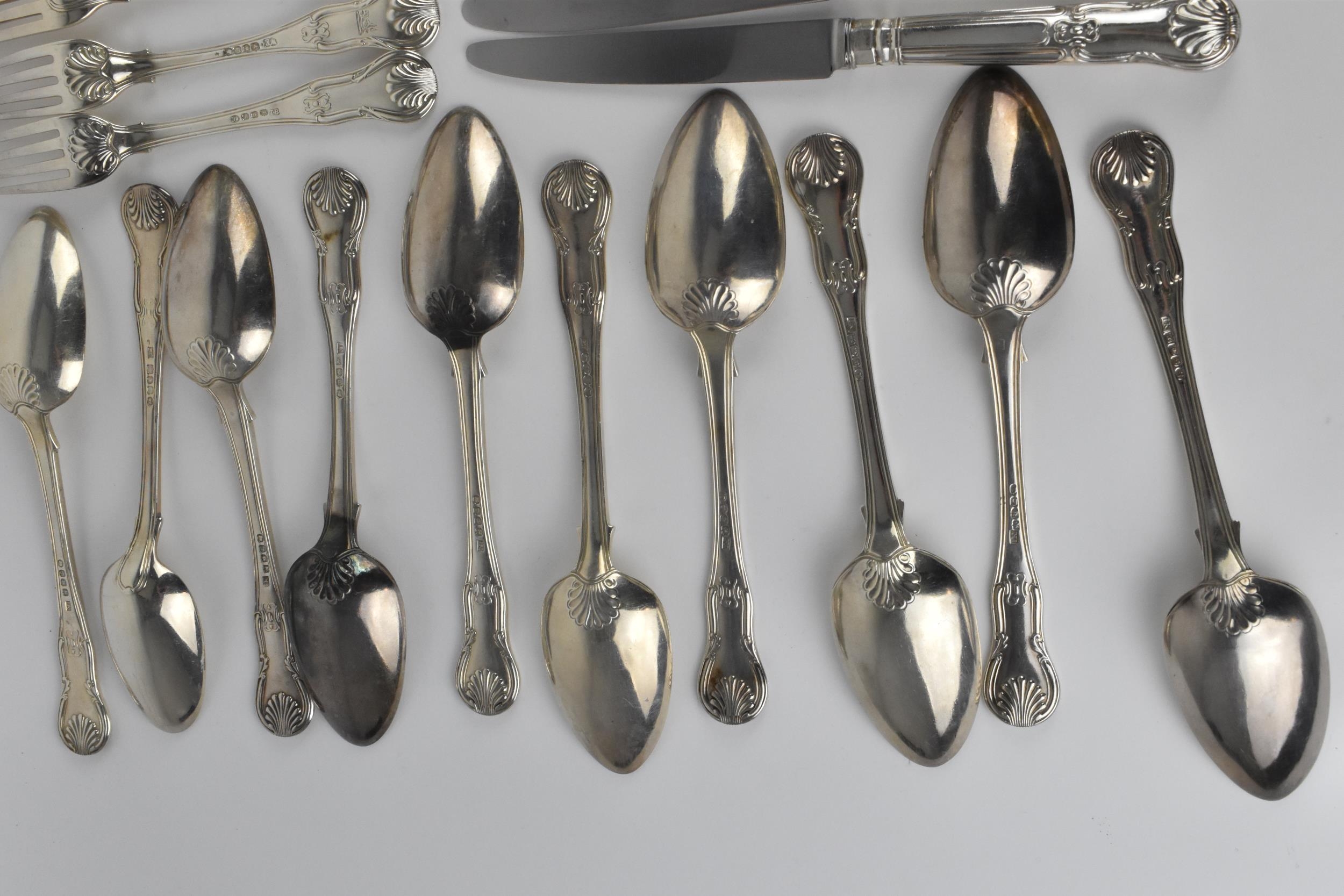 A matched set of English silver cutlery in the King's pattern, to include a set of ten dinner forks, - Image 6 of 17