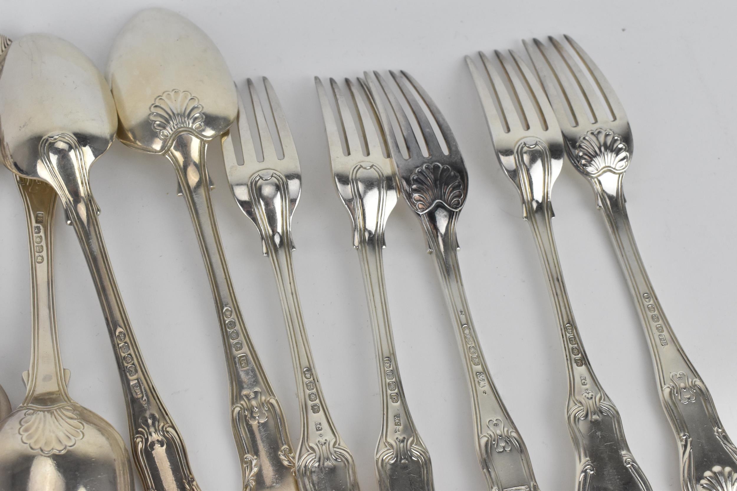 A matched set of English silver cutlery in the King's pattern, to include a set of ten dinner forks, - Image 17 of 17