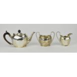 A George V silver three piece tea set by S Blanckensee & Sons Ltd, Birmingham 1919, comprising one