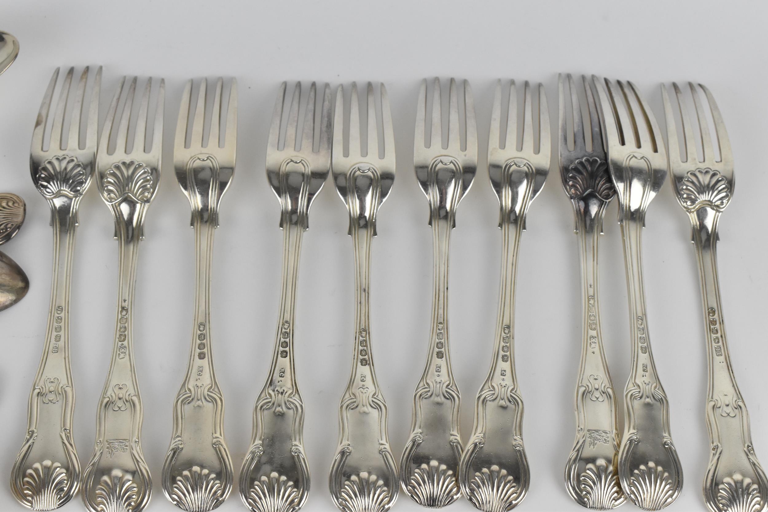 A matched set of English silver cutlery in the King's pattern, to include a set of ten dinner forks, - Image 5 of 17