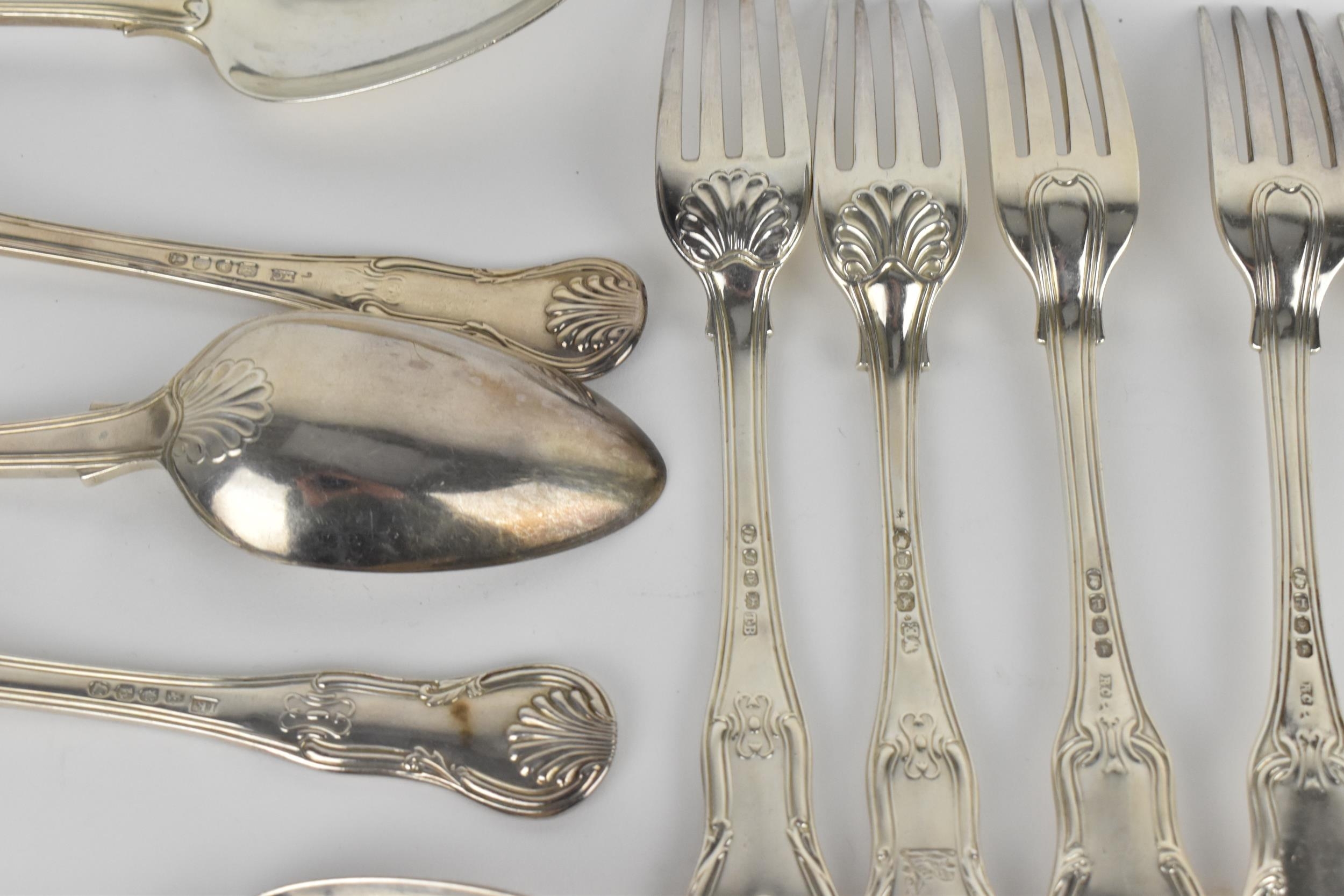 A matched set of English silver cutlery in the King's pattern, to include a set of ten dinner forks, - Image 4 of 17