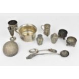 A small collection of late 19th/early 20th century Chinese export silverware, to include a baby cup,