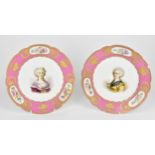 A pair of late 19th century Sevres porcelain portrait plates, painted by Poitevin, one depicting '