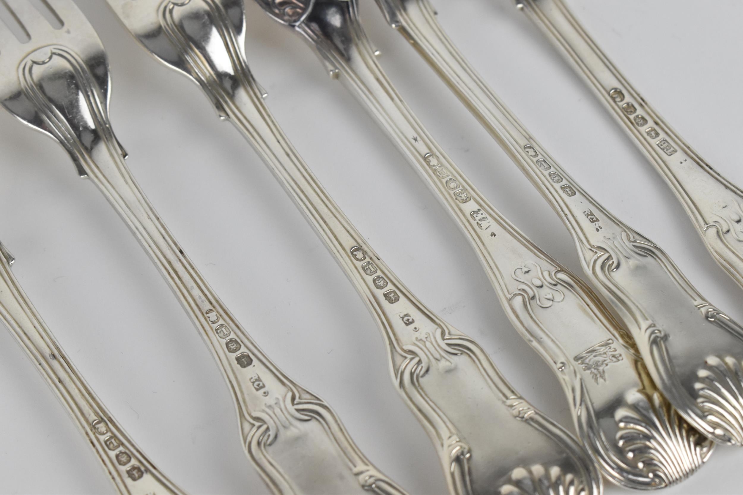 A matched set of English silver cutlery in the King's pattern, to include a set of ten dinner forks, - Image 7 of 17