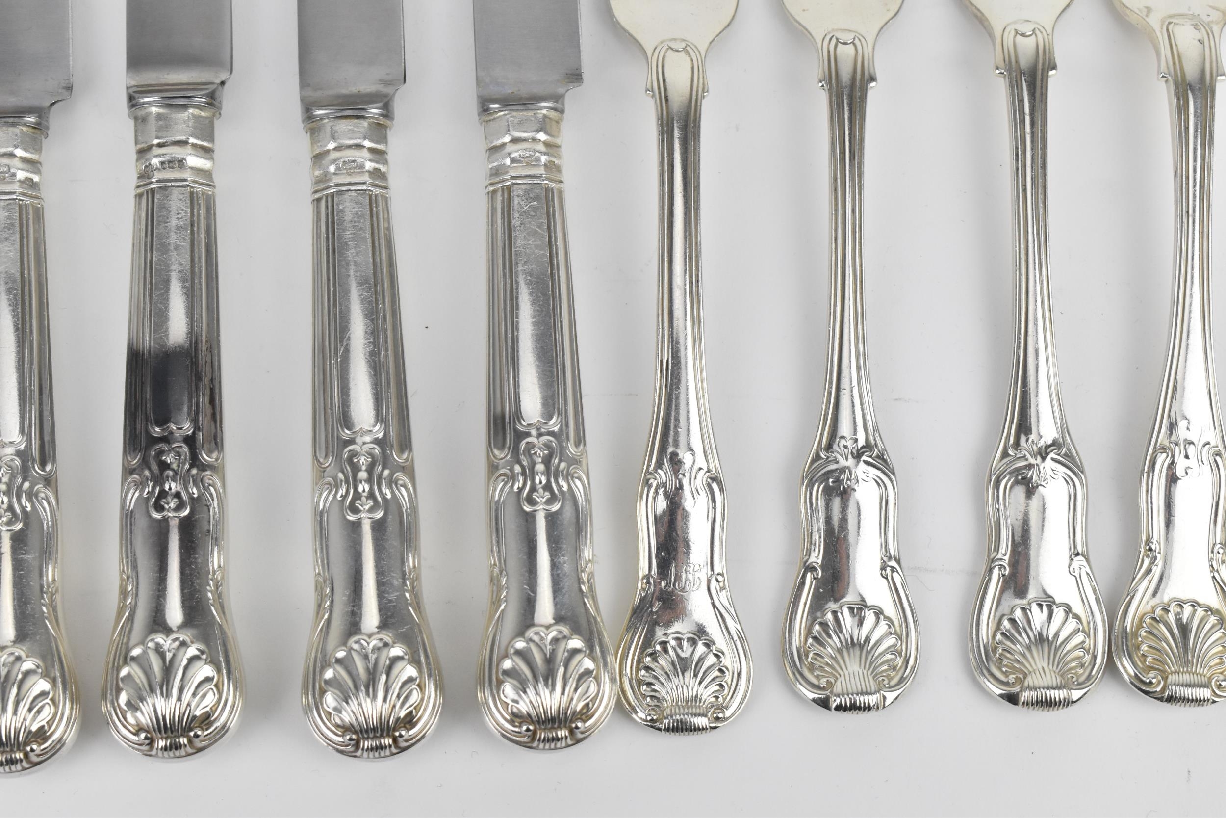 A matched set of English silver cutlery in the King's pattern, to include a set of ten dinner forks, - Image 12 of 17