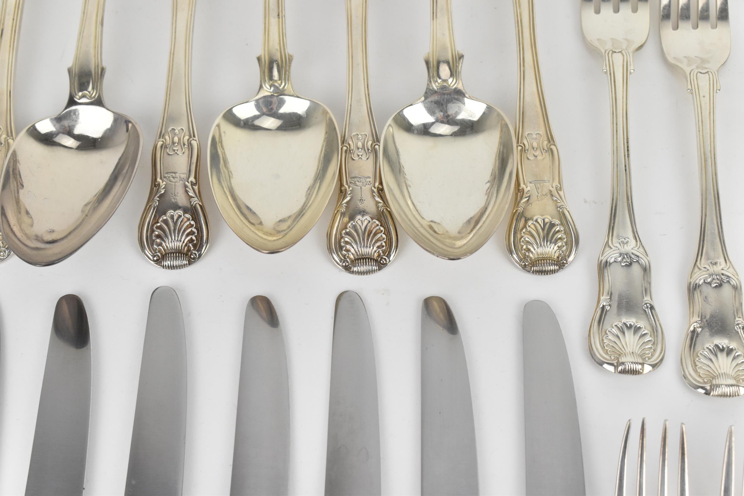 A matched set of English silver cutlery in the King's pattern, to include a set of ten dinner forks, - Image 11 of 17