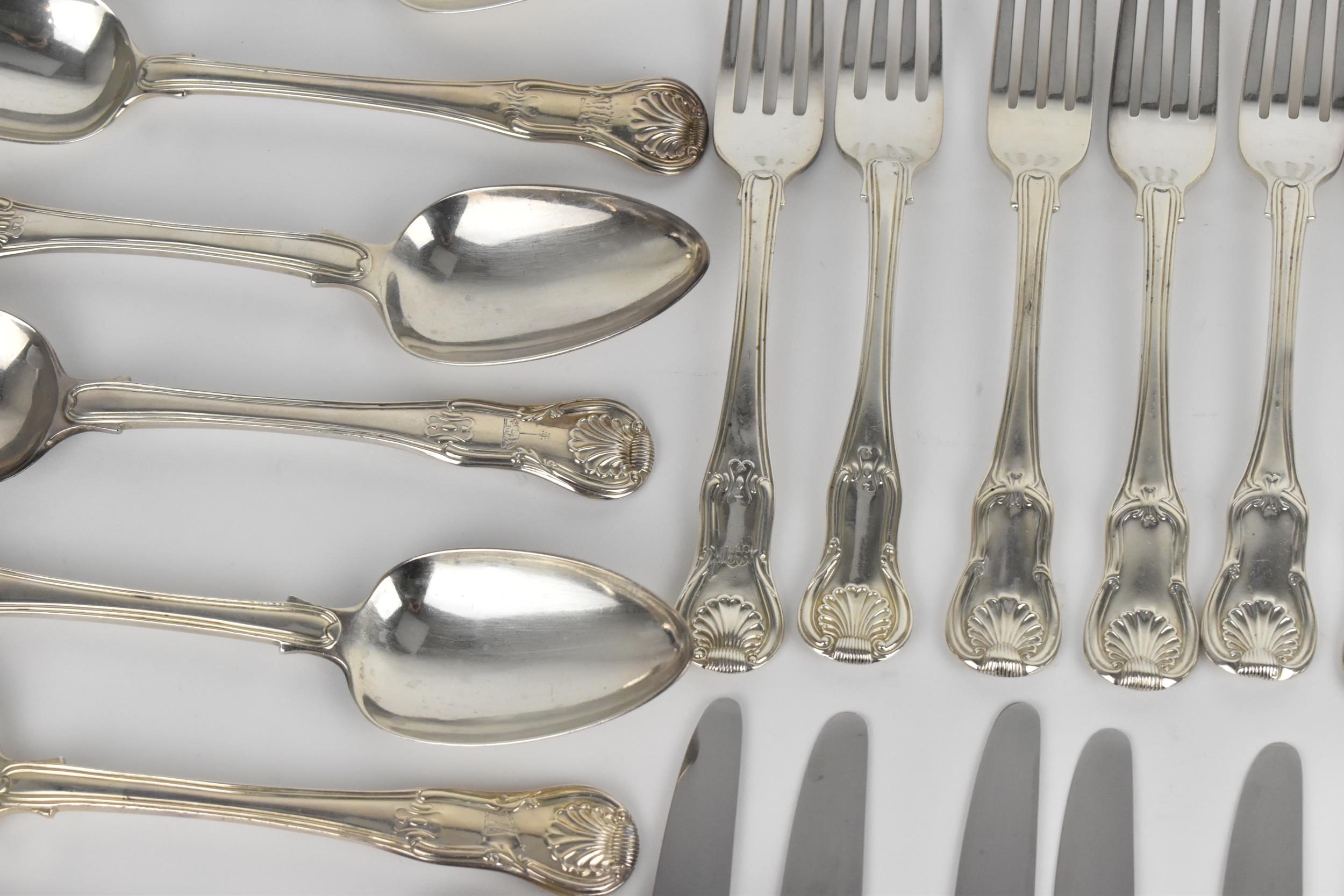 A matched set of English silver cutlery in the King's pattern, to include a set of ten dinner forks, - Image 2 of 17