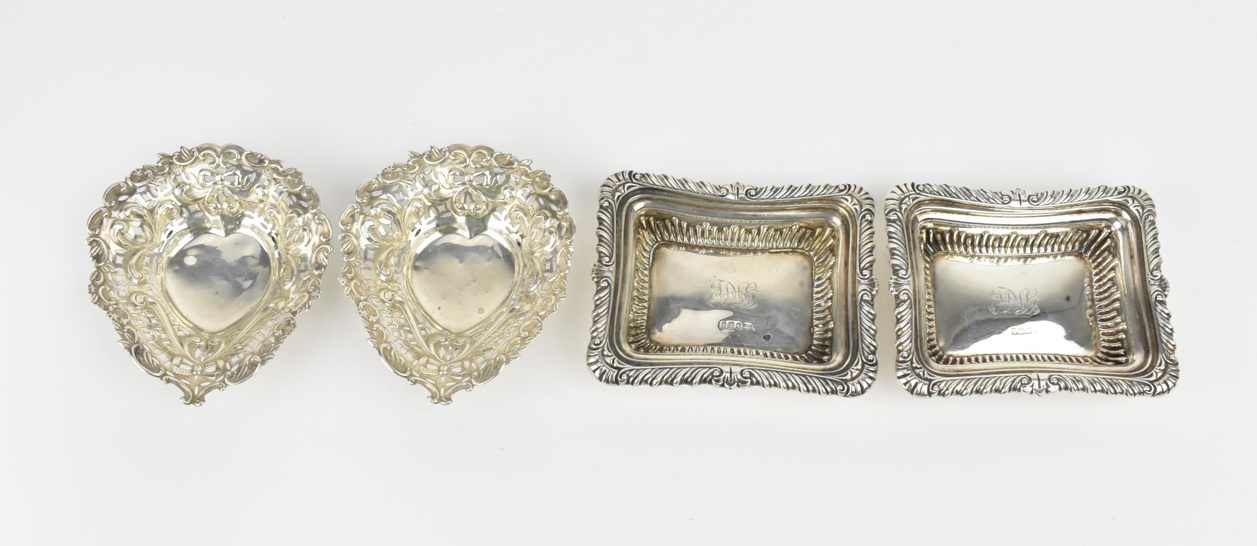 Two pairs of Victorian silver salts, to include one pair by Henry Bourne, Birmingham 1890,