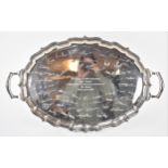 A late 20th century silver tray by Mappin & Webb, Sheffield 1996, of oval form with scalloped border