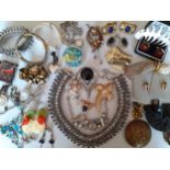 Vintage and modern costume jewellery to include a pair of 1990's cabochon ladybird earrings and