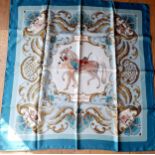 Hermes- Cheval Turc, a green and turquoise ground silk scarf designed by Christiane Vauzelles,