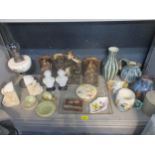 A mixed lot to include a Jo Lester Isle of Wight studio pottery vase, a pair of painted plaster work