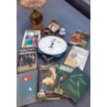 Golfing books and a set of vintage Salters shop scales, a Spode vase A/F and other items Location: