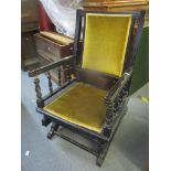 A late 19th/early20th century black lacquered rocking chair Location: