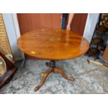 A Victorian mahogany pedestal tip top table, on a tripod base, 71cm h x 91cm dia Location: